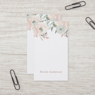Tarjeta De Visita Rosa y salvia menta verde moderno floral chic eleg