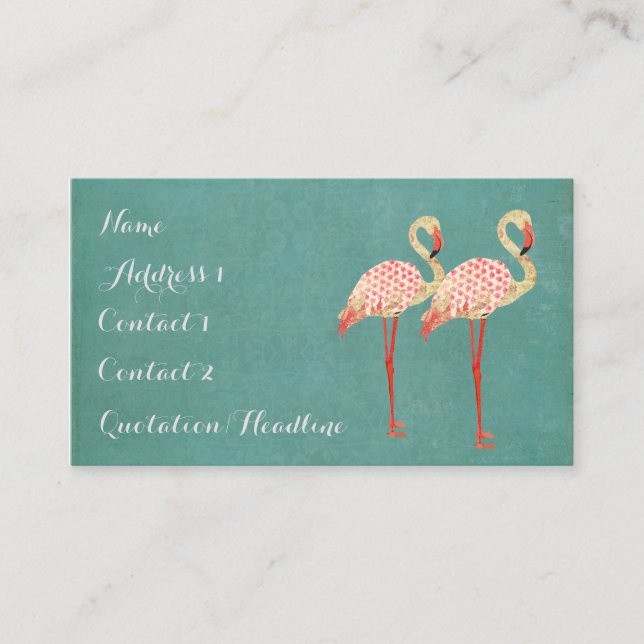 Tarjeta de visita rosada de los flamencos (Anverso)