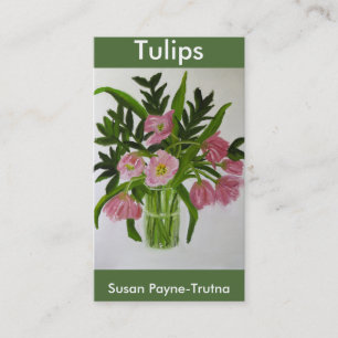 Tarjeta de visita rosada de los tulipanes