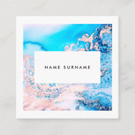 Tarjeta de visita rosada de mármol del cuadrado de