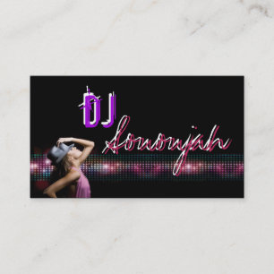 Tarjeta de visita rosada del baile de DJ de la