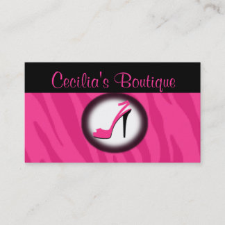 Tarjeta de visita rosada del boutique del zapato