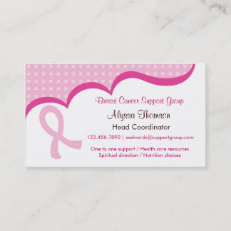 Tarjeta de visita rosada del cáncer de pecho de la