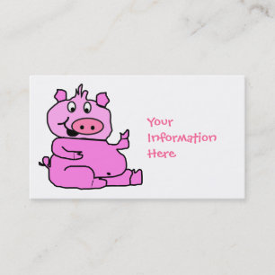 Tarjeta de visita rosada del cerdo del dibujo