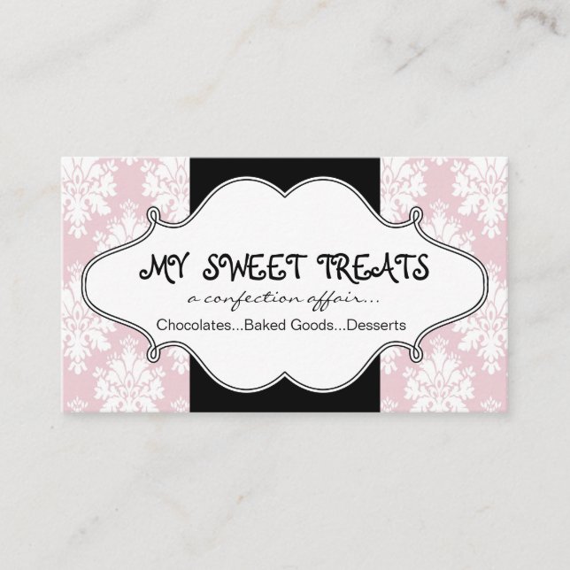 Tarjeta de visita rosada del damasco de la (Anverso)