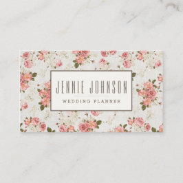 Tarjeta de visita rosada del estampado de flores