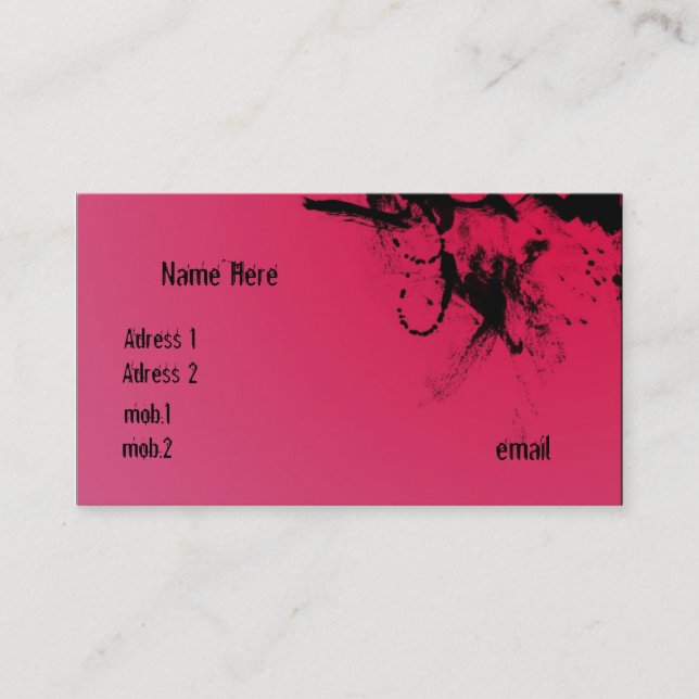 Tarjeta de visita rosada del Grunge (Anverso)