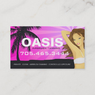 Tarjeta de visita rosada del salón de bronceado