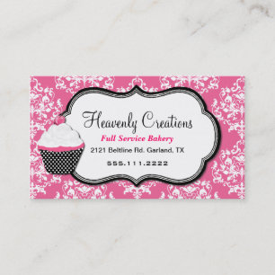 Tarjeta de visita rosada elegante de la panadería