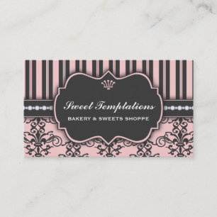 Tarjeta de visita rosada elegante de la panadería