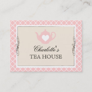 Tarjeta de visita rosada elegante del café del t