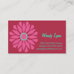Tarjeta de visita rosada grande de la flor