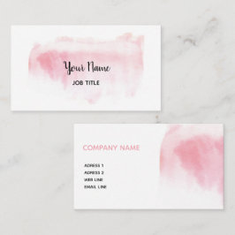 Tarjeta de visita rosada moderna de la acuarela de