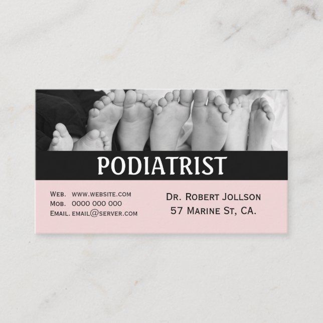 Tarjeta de visita rosada para citas médicas de pod (Anverso)