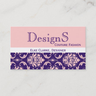 Tarjeta de visita rosada púrpura elegante de moda