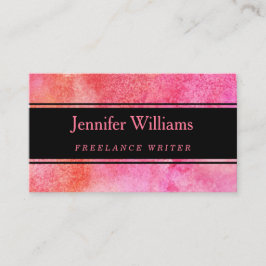 Tarjeta de visita rosada y anaranjada de la