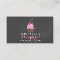 Tarjeta de visita rosada y gris de la magdalena