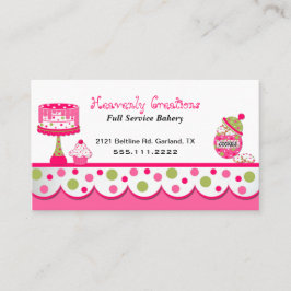 Tarjeta de visita rosada y verde caprichosa de la