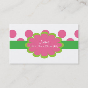 Tarjeta de visita rosada y verde de la mamá