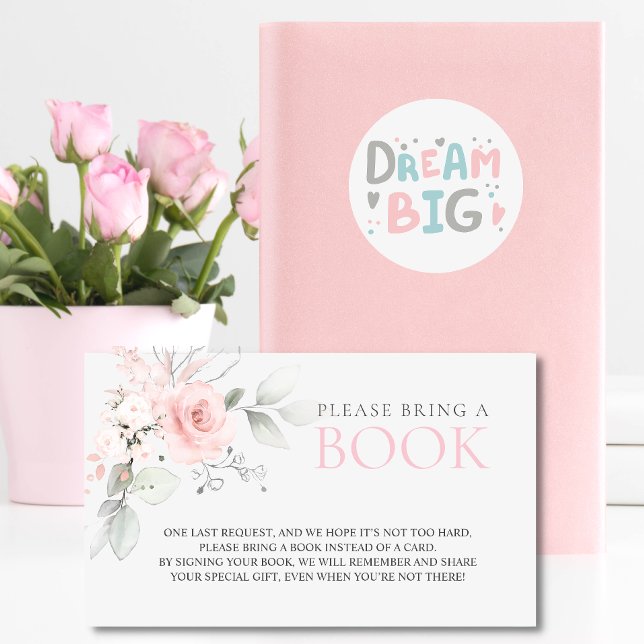 Tarjeta De Visita Rosado floral presupuestal trae un LIBRO en lugar  (Subido por el creador)