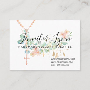 Tarjeta De Visita Rosario católico Eucalipto Floral religiosa