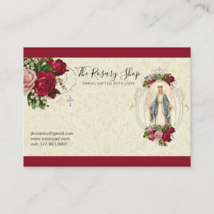 Tarjeta De Visita Rosario católico rosa rosa roja Virgen María Bus