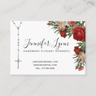 Tarjeta de visita Rosario Religioso de Rosas Rojas