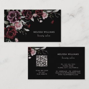 Tarjeta De Visita Rosas acuarela fondo negro