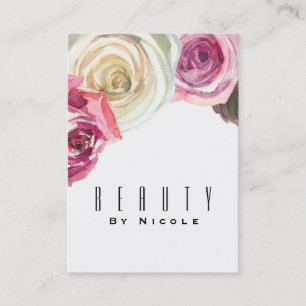 Tarjeta De Visita Rosas acuarela rosadas blancas floral glamur chic
