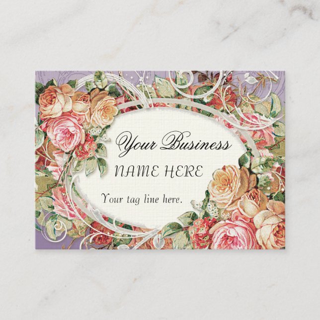 Tarjeta De Visita Rosas antiguos de época Floral Bouquet Moderno Swi (Anverso)