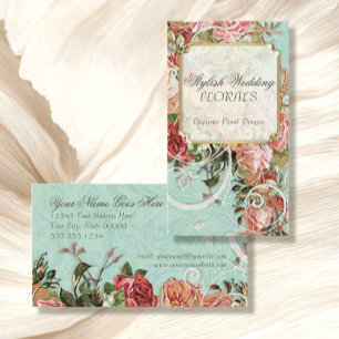 Tarjeta De Visita Rosas antiguos de época Floral Bouquet Moderno Swi