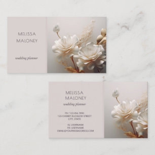 Tarjeta De Visita Rosas blancas elegantes en oro 3D
