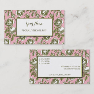 Tarjeta De Visita Rosas blancas y doradas elegantes en rosa personal