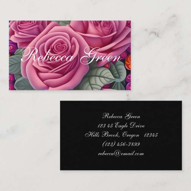 Tarjeta De Visita Rosas Bodas rosados Delicados Pastel (Anverso / Reverso)
