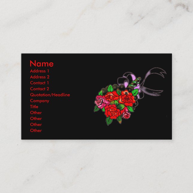 Tarjeta De Visita Rosas Bouquet (Anverso)