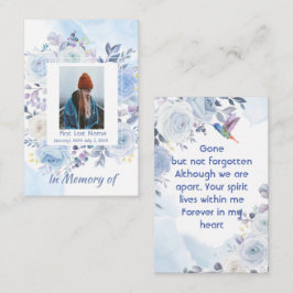 Tarjeta De Visita Rosas conmemorativos Keepsake Hummingbird Blue