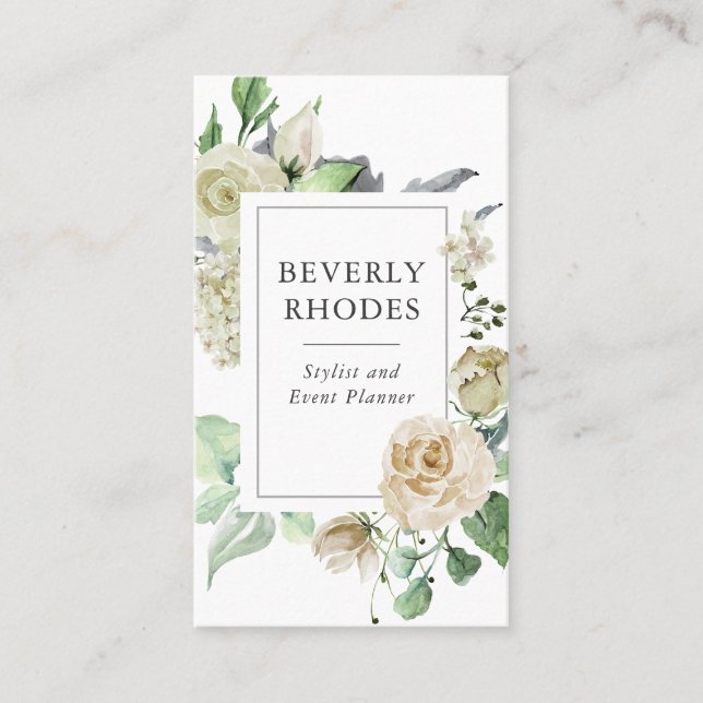 Tarjeta De Visita Rosas de acuarela (Anverso)
