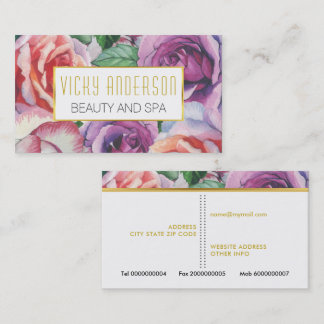 Tarjeta De Visita Rosas de acuarela de época floral