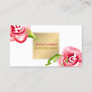 Tarjeta De Visita Rosas de acuarela de PixDezines/Faux Gold