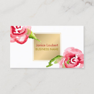Tarjeta De Visita Rosas de acuarela de PixDezines/Faux Gold