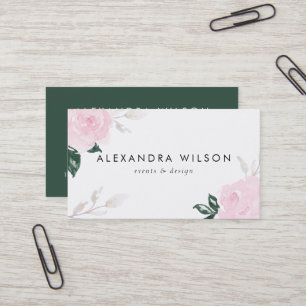 Tarjeta De Visita Rosas de acuarela rosa dulce