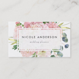 Tarjeta De Visita Rosas de acuarela rosa e hidráneas de Rubor