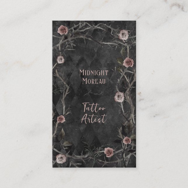 Tarjeta De Visita Rosas de artistas de tatuajes lanzan negocio de có (Anverso)