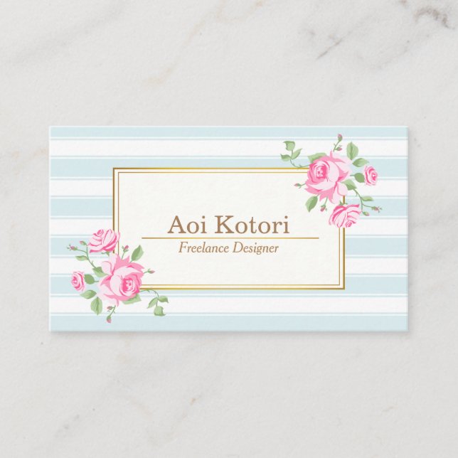 Tarjeta De Visita Rosas de bandas florales clásicas (Anverso)