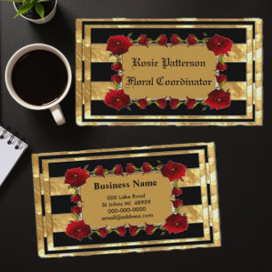 Tarjeta De Visita Rosas de Black Gold Gem