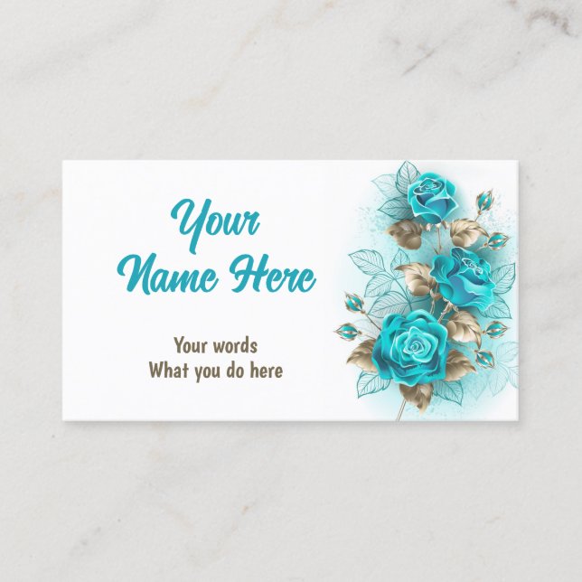 Tarjeta De Visita Rosas de Bouquet Turquesa (Anverso)