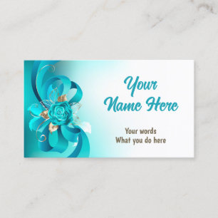 Tarjeta De Visita Rosas de Bouquet Turquesa