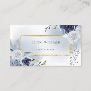 Tarjeta De Visita rosas de color azul polvoriento