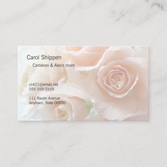 Tarjeta De Visita Rosas de coral pálido (Anverso)