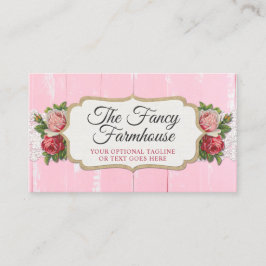 Tarjeta De Visita Rosas de cosecha de madera rústica de color rosa f